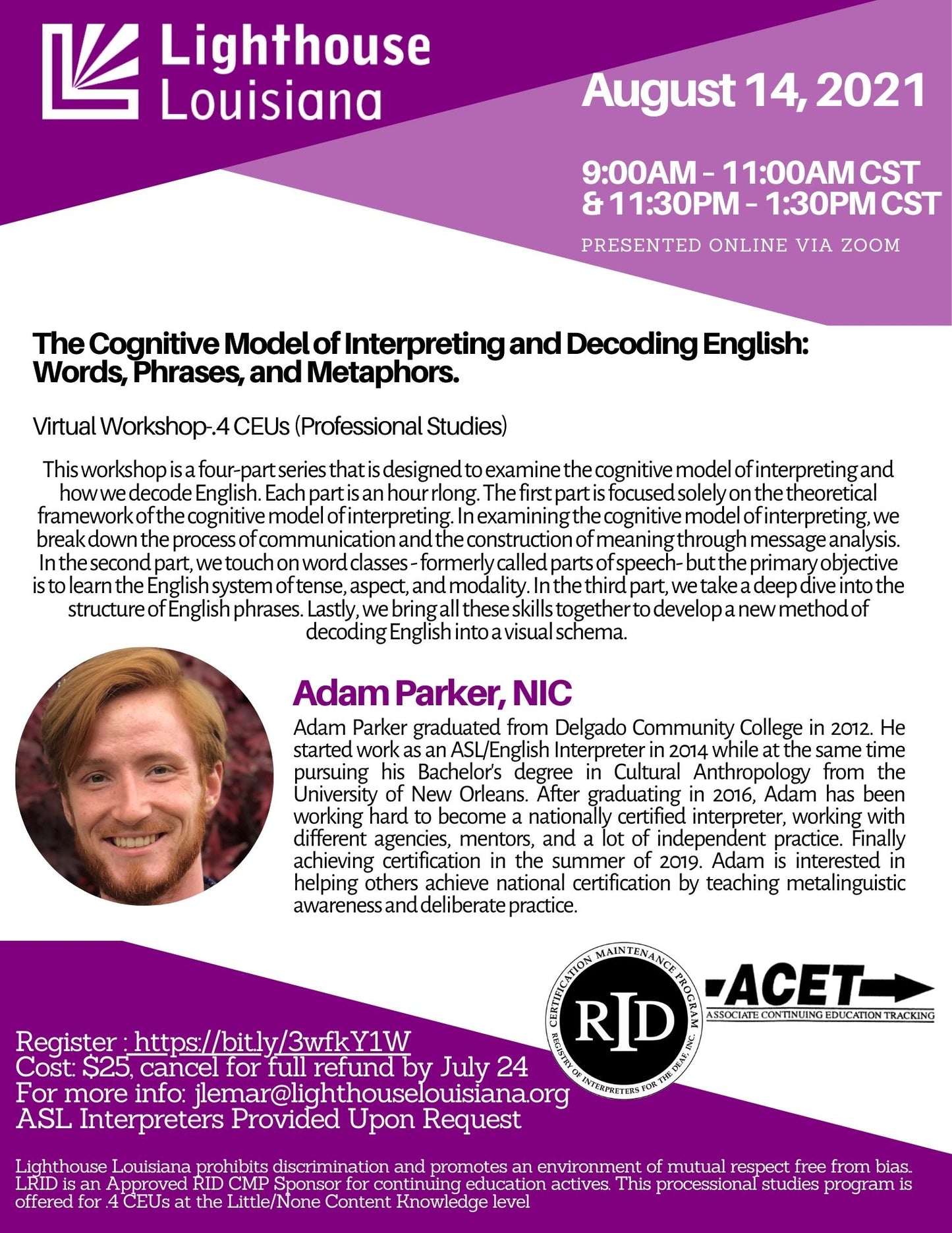 The Cognitive Model of Interpreting and Decoding English: Words, Phrases, and Metaphors Virtual Workshop