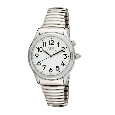 Mens Talking Watch-Silver Flex